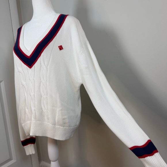 The Upside Cable Knit Varsity Sweater, Old Money, Preppy, Tenniscore, Size M - Picture 7 of 16